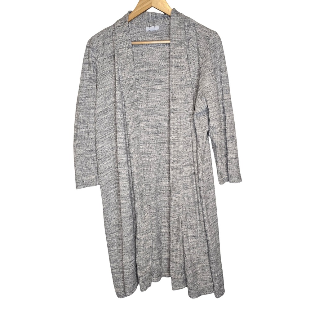 J. Jill Sleep Waffle Knit Cardigan Womens XLP Grey Cotton Blend Duster KST256982